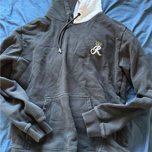 Men's Black Hoodie with Embroidered Logo (Ranboo Split Crown Hoodie)